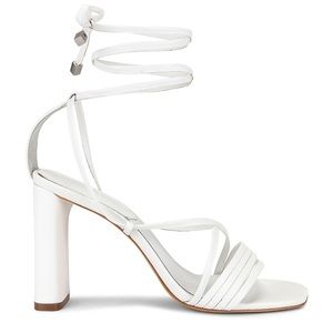 Revolve Schutz Glenna Heel 8 white ankle wrap heels